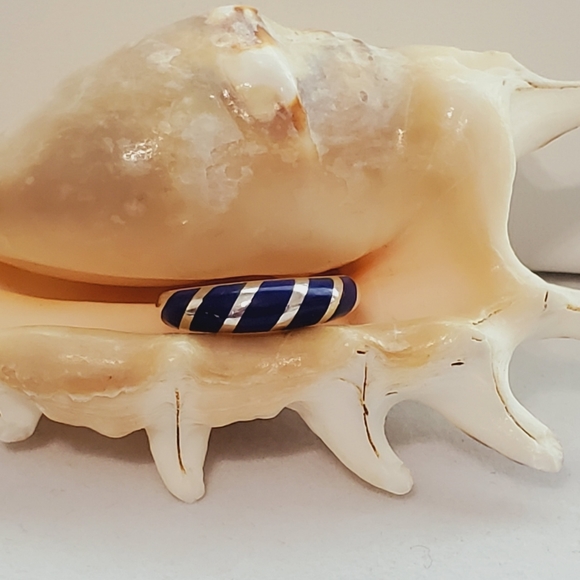 Sterling Lapis Band Ring - Picture 2 of 13